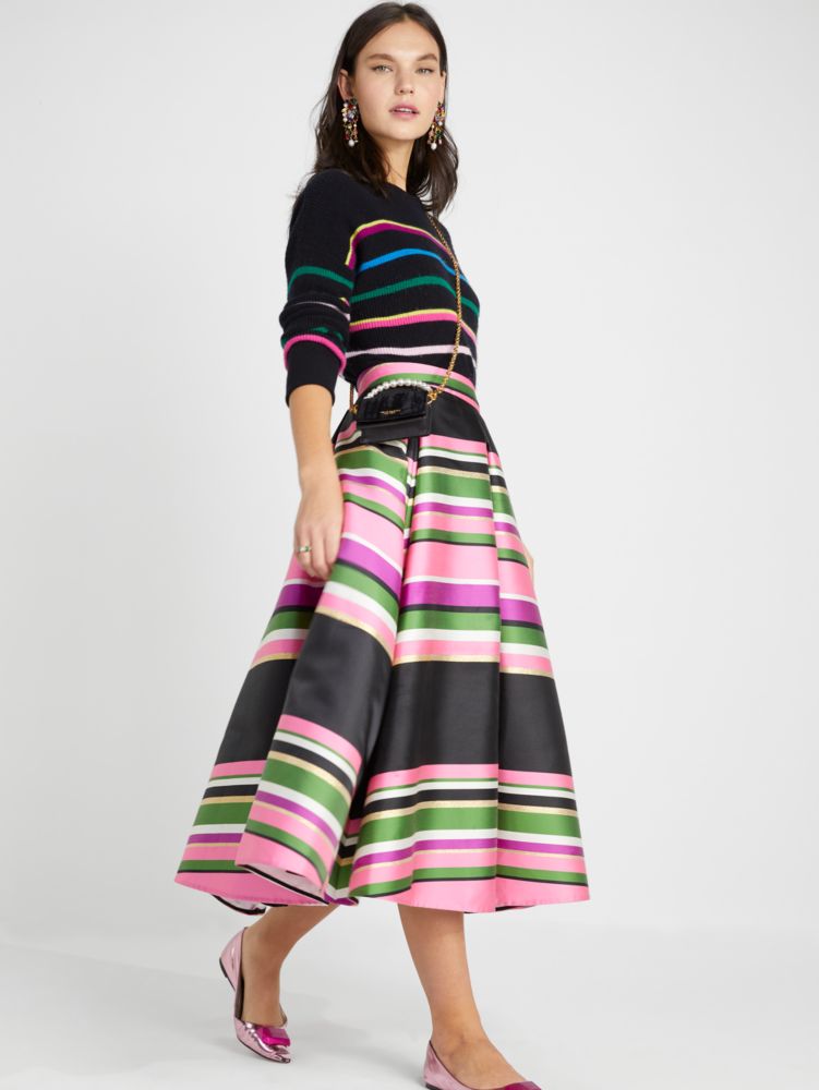 Metallic Festive Multi Stripe Skirt | Kate Spade New York