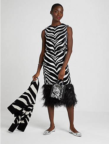 Bold Zebra Feather Trim Skirt, , rr_productgrid
