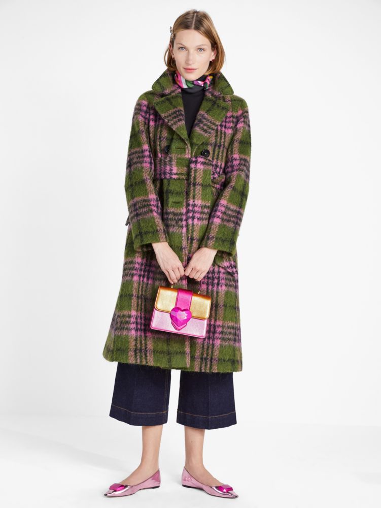 Kate Spade Plaid Tie-Waist Coat