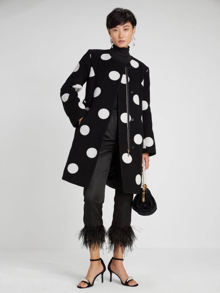 kate spade NEW YORK ナイロンコート ブラック ドット XL-