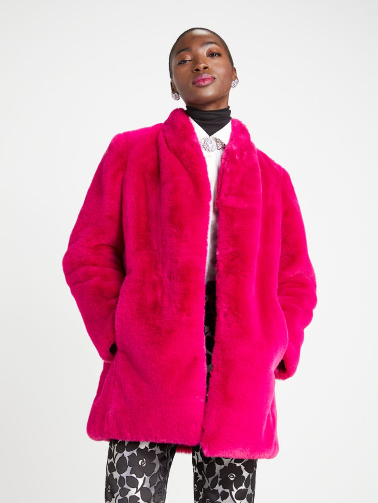 Women's rosa plum bow-waist faux fur coat | Kate Spade New York UK