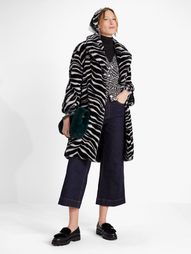 Kate Spade Bold Zebra Faux Fur Coat
