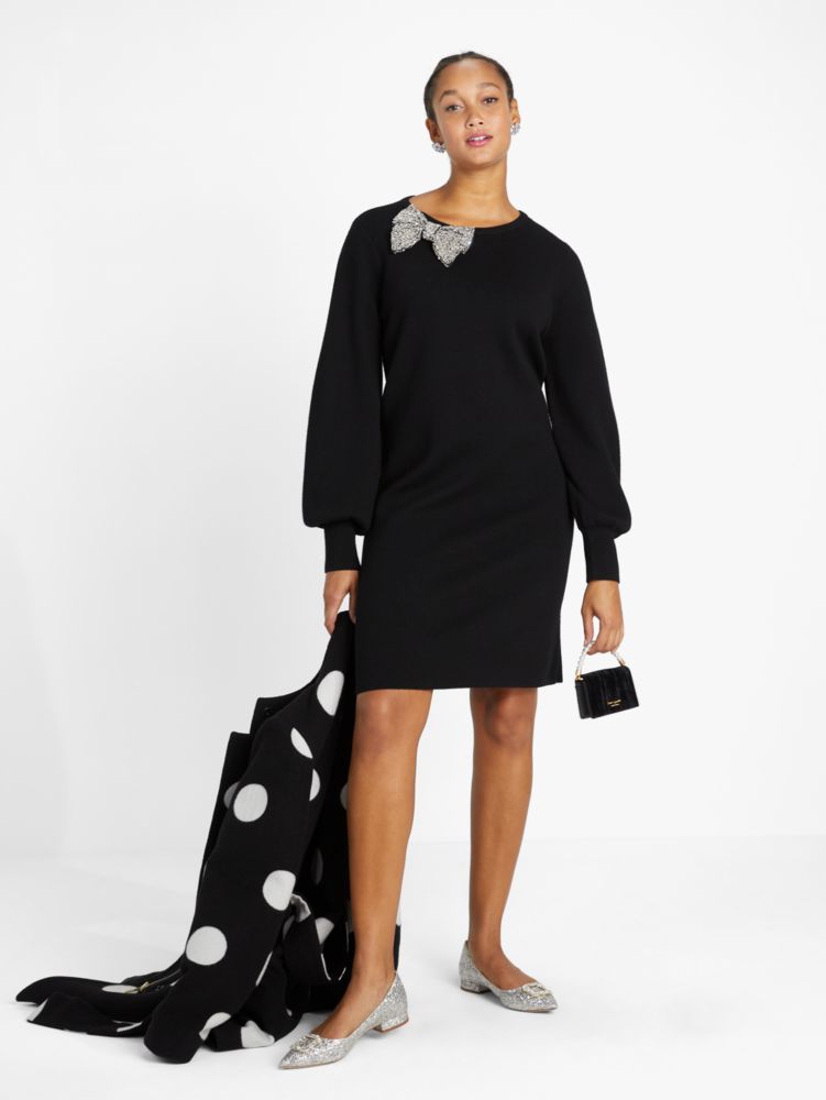 Kate Spade Bow-Rhinestone Sweater Dress