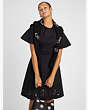 Embroidered Cutwork Ponte Dress, Black, Product