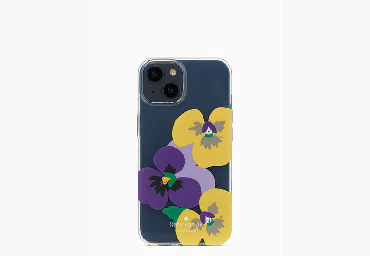 Jeweled Pansy Toss Resin iPhone 14 Case, Clear, Product image number 0