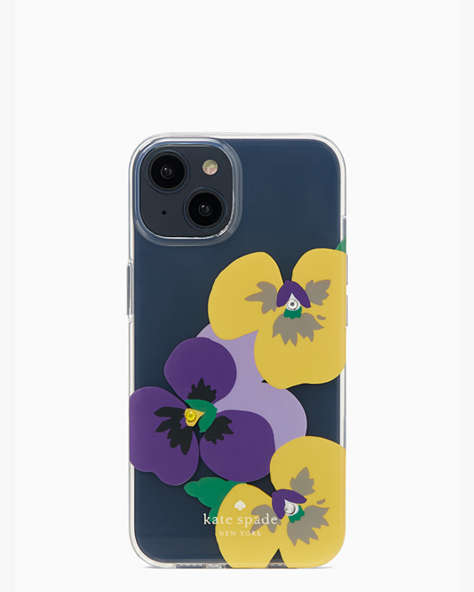 Jeweled Pansy Toss Resin iPhone 14 Case, Clear, ProductTile