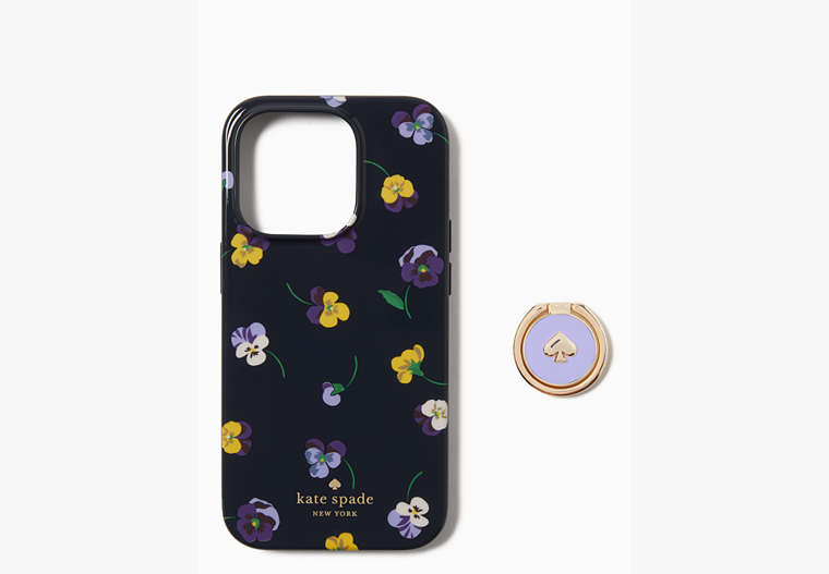 Pansy Toss And Ring Resin iPhone 14 Pro Case, Blazer Blue Multi, Product image number 0