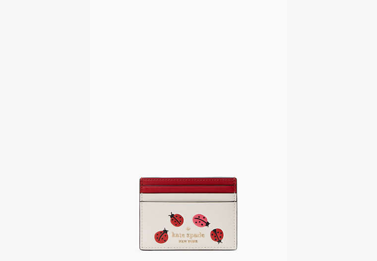 Dottie Small Slim Ladybug Card Holder, Cream Multi, Product image number 0