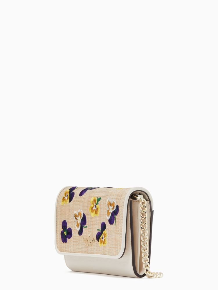 Kate Spade New York Staci Floral Straw Small Flap Crossbody