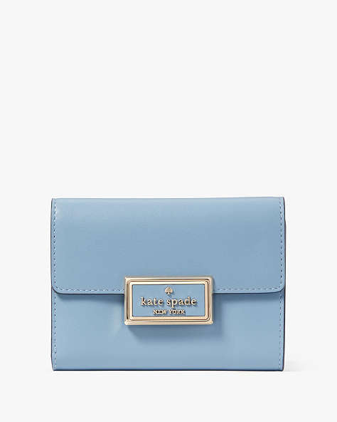 Kate Spade,reegan medium flap wallet,Polished Blue