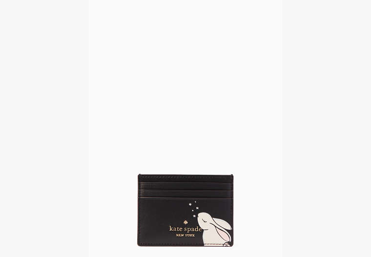 Bunbun Bunny Small Slim Card Holder Wallet, Black Multi, Product image number 0