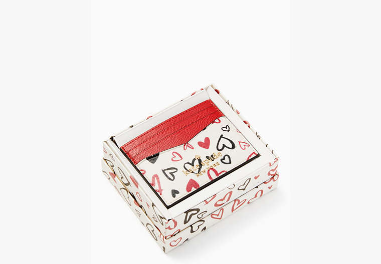 Staci Boxed Small Heart Card Holder, Parchment Multi, Product image number 0
