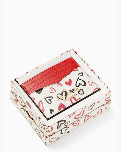 Staci Boxed Small Heart Card Holder, Parchment Multi, ProductTile
