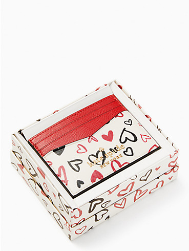 STACI SCRIBBLE HEARTS PRINTED BOXED SMALL SLIM CARD HOLDER, , rr_productgrid