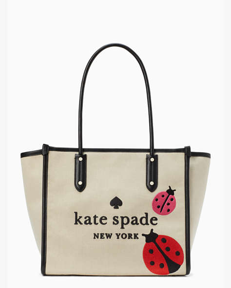 Ella Ladybug Tote Bag, Natural Multi, ProductTile