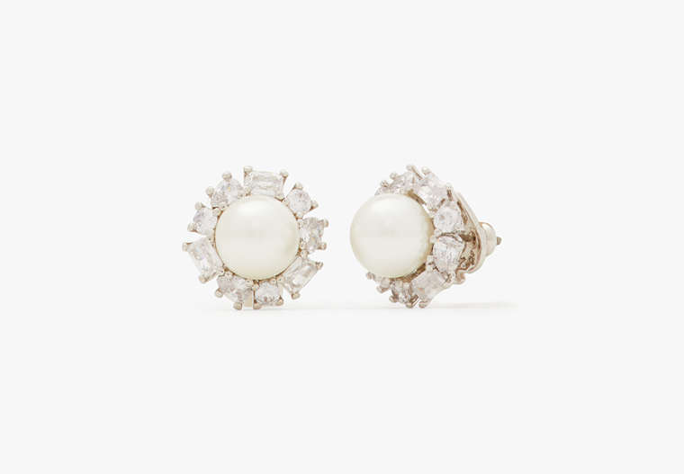 Candy Shop Pearl Halo Studs, Cream/Silver, Product