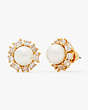 Pearl Halo Studs, Cream/Gold, Product