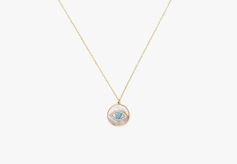 Lucky Charm Evil Eye Pendant, Cream/Gold, Product