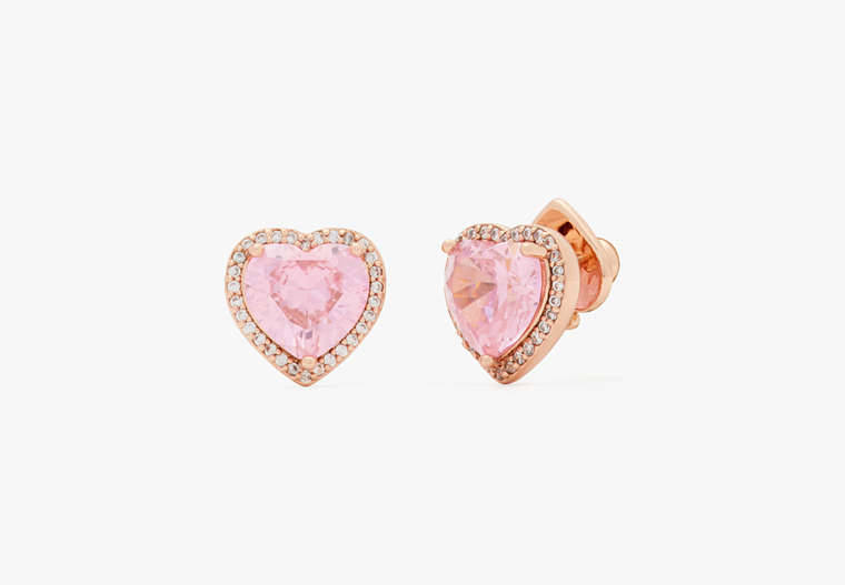 My Love Pavé Heart Studs, Pink/ Rose Gold, Product