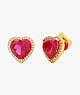My Love Pavé Heart Studs, Ruby/Gold, ProductTile