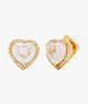 My Love Pavé Heart Studs, Clear/Gold, ProductTile
