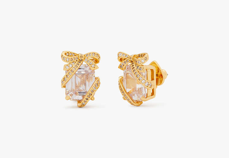 Pavé Present Studs, Clear/Gold, Product
