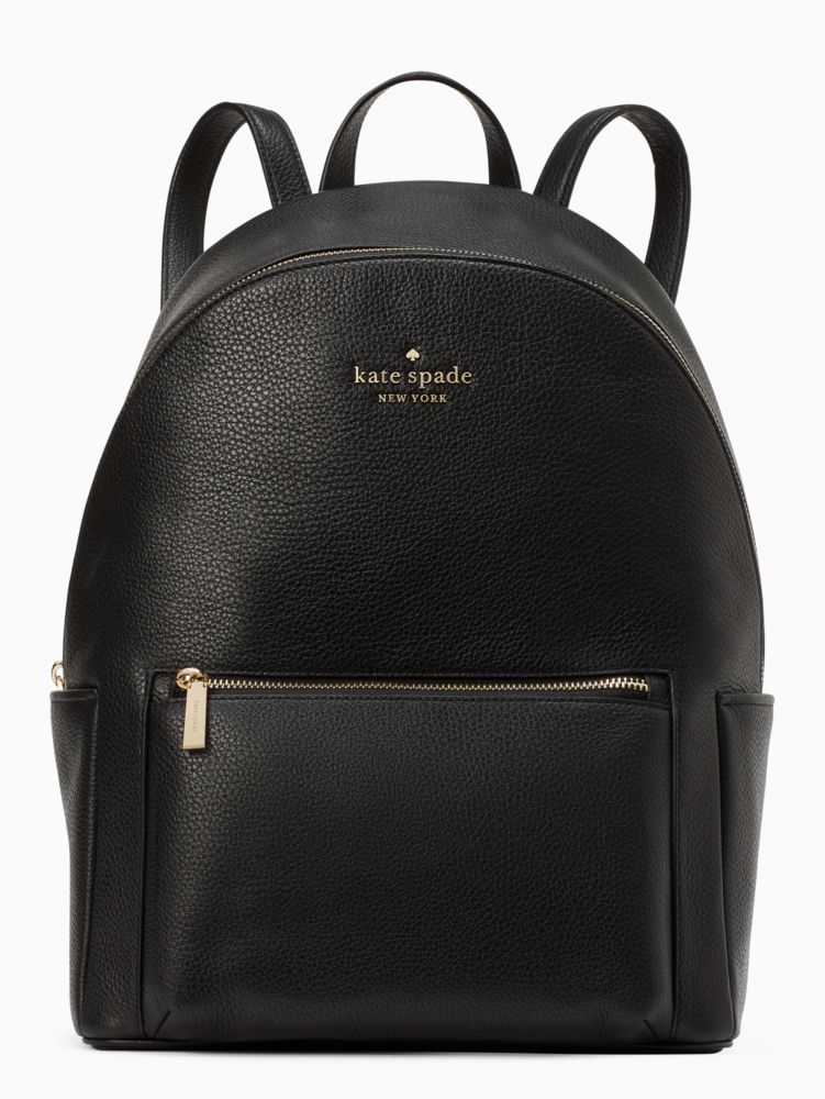 Kate Spade ケイトスペード レイラ ラージ ドーム ペプルレザー バックパック リュック ブラック KA742