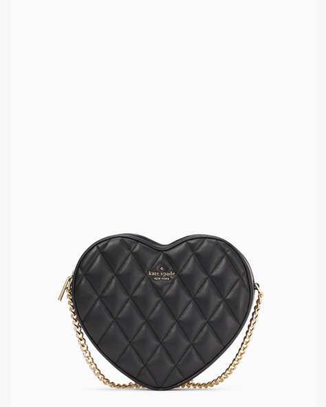 Love Shack Quilted Heart Crossbody Purse, Black, ProductTile