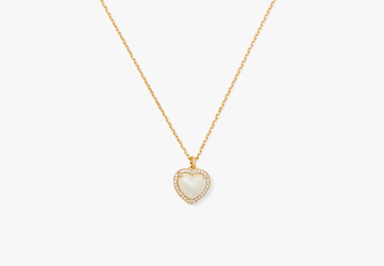My Love Pavé Heart Pendant, Cream/Gold, Product