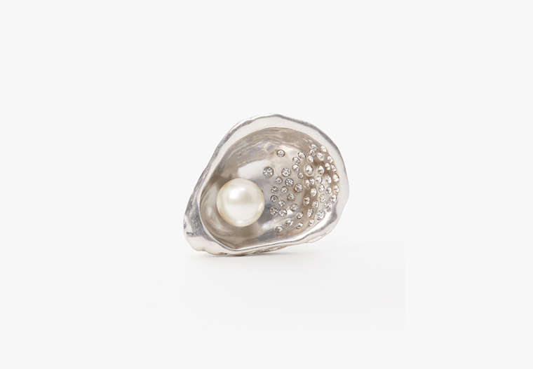 Oyster Cocktail Ring, Cream/Silver, Product