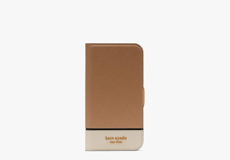 Morgan Colorblock iPhone 14 Pro Magnetic Wrap Folio Case, Cafe Mocha Multi, Product
