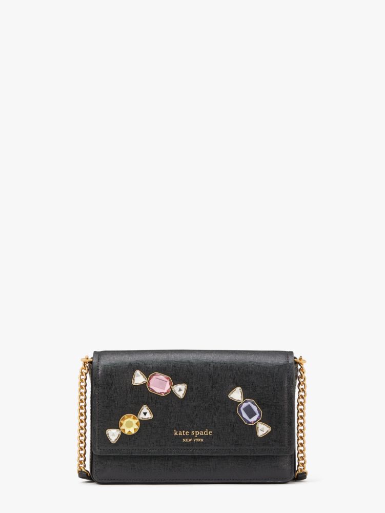 Gala Stone Embellished Flap Chain Wallet