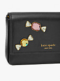 Bonbon Stone Embellished Portemonnaie aus Saffianleder mit Umschlag und Kette, , s7productThumbnail
