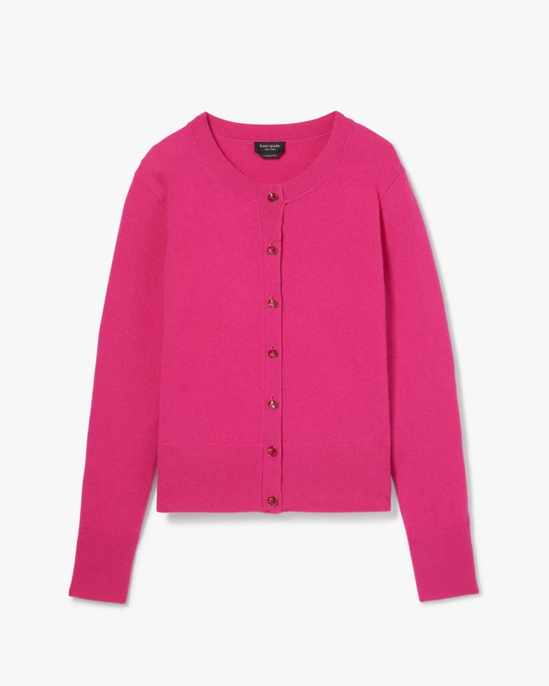 Shop Kate Spade Cashmere Crewneck Cardigan In Rhododendron Grove