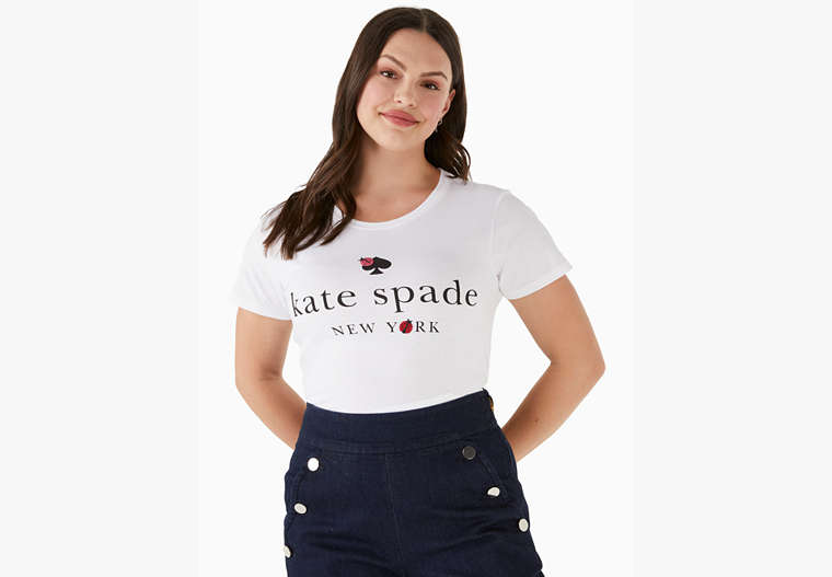 Kate Spade,ladybug logo tee,cotton,Fresh White image number 0