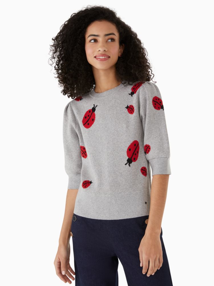 Ladybug Sweater, Grey Melange, ProductTile