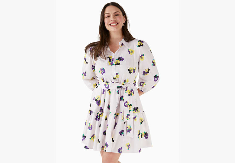 Kate Spade,pansy toss shirtdress,cotton,Light Pale Amethyst image number 0
