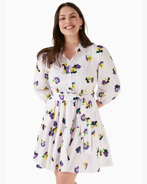 Pansy Toss Shirtdress, Light Pale Amethyst, ProductTile