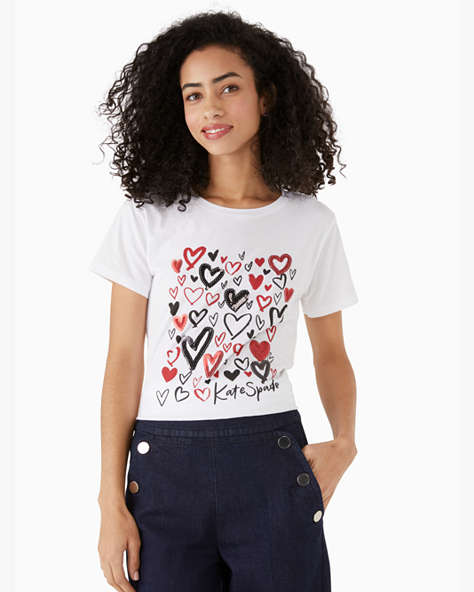 Scribble Hearts Tee, Fresh White, ProductTile