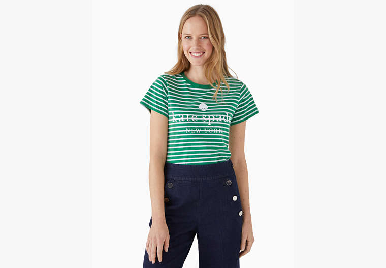 Striped Logo Tee, Green Bean, Product image number 0