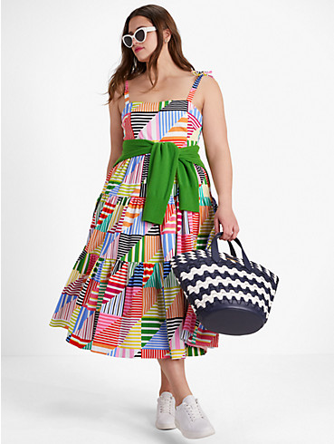Patchwork Stripe Tiered Dress, , rr_productgrid