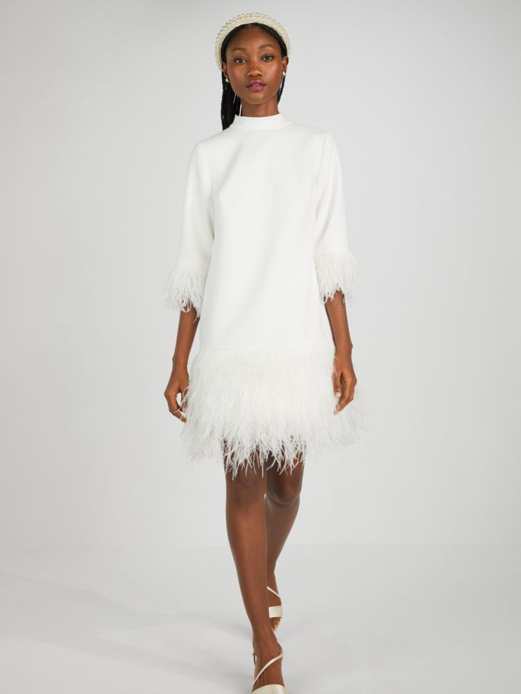 Kate Spade Feather Trim Crepe Dress. 4