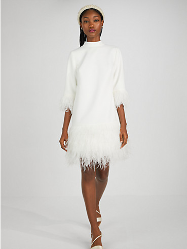 feather trim crepe dress, , rr_productgrid