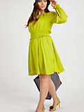 smocked silk georgette dress, , s7productThumbnail