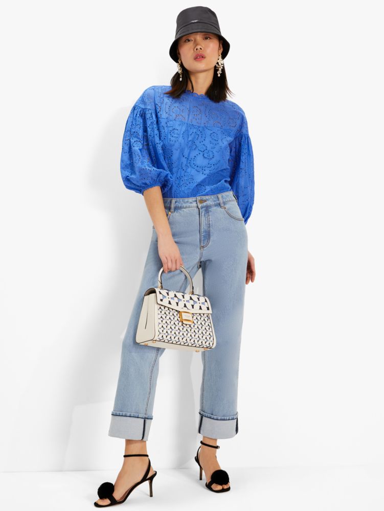 Floral Eyelet Puff Sleeve Top