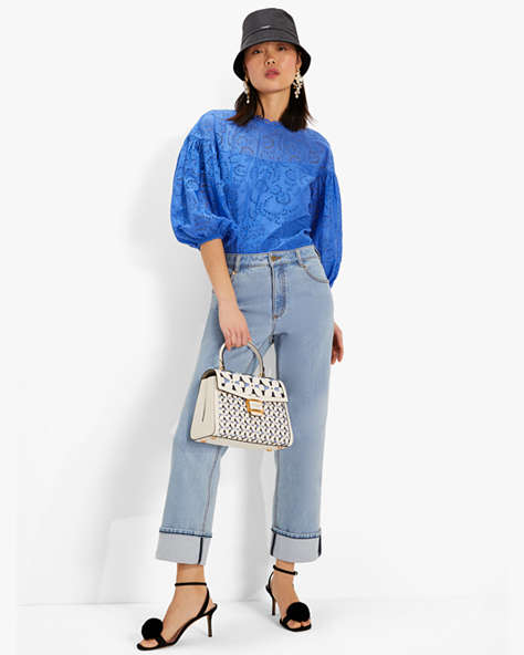 Floral Eyelet Puff Sleeve Top