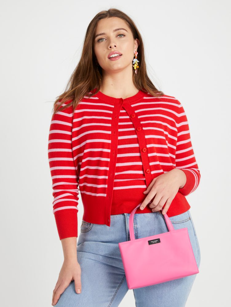 Breton Stripe Cashmere Crew Neck Cardigan