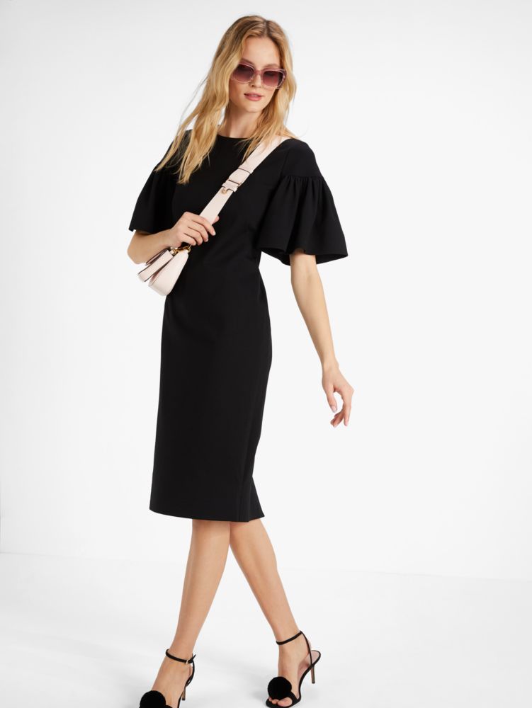 Women's black flounce sleeve ponte dress | Kate Spade New York NL
