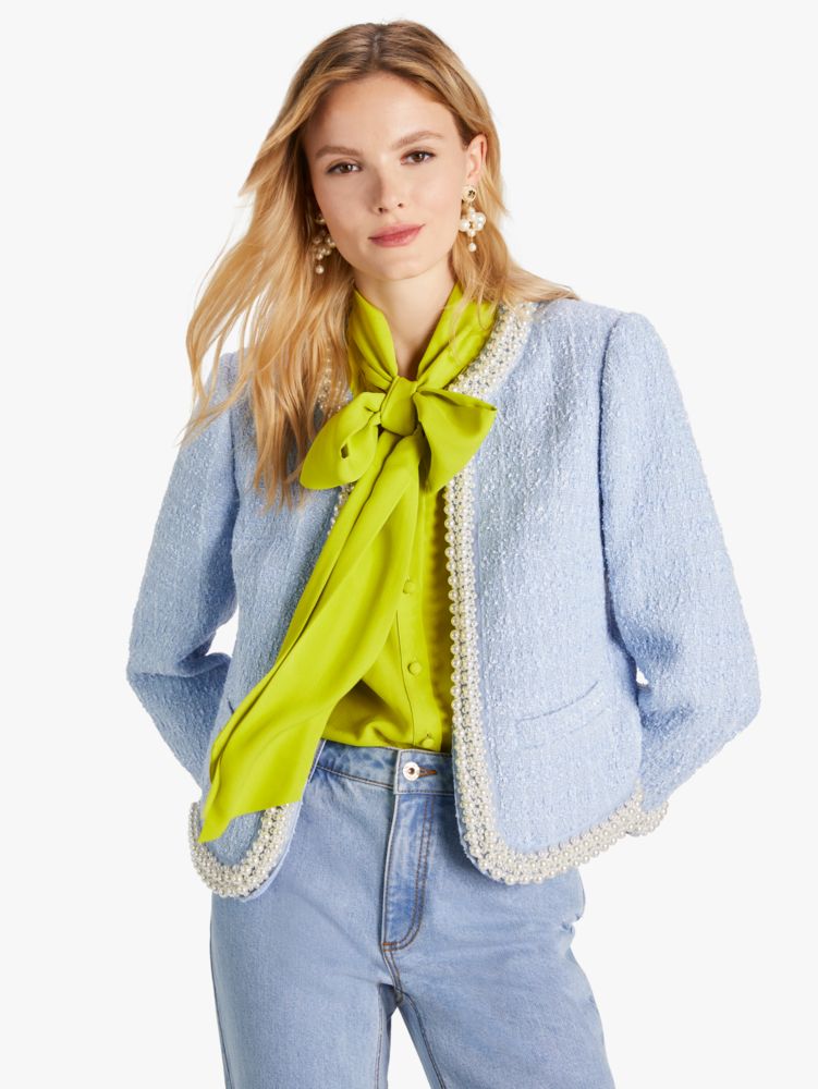 Kate Spade Pearl Embellished Tweed Jacket