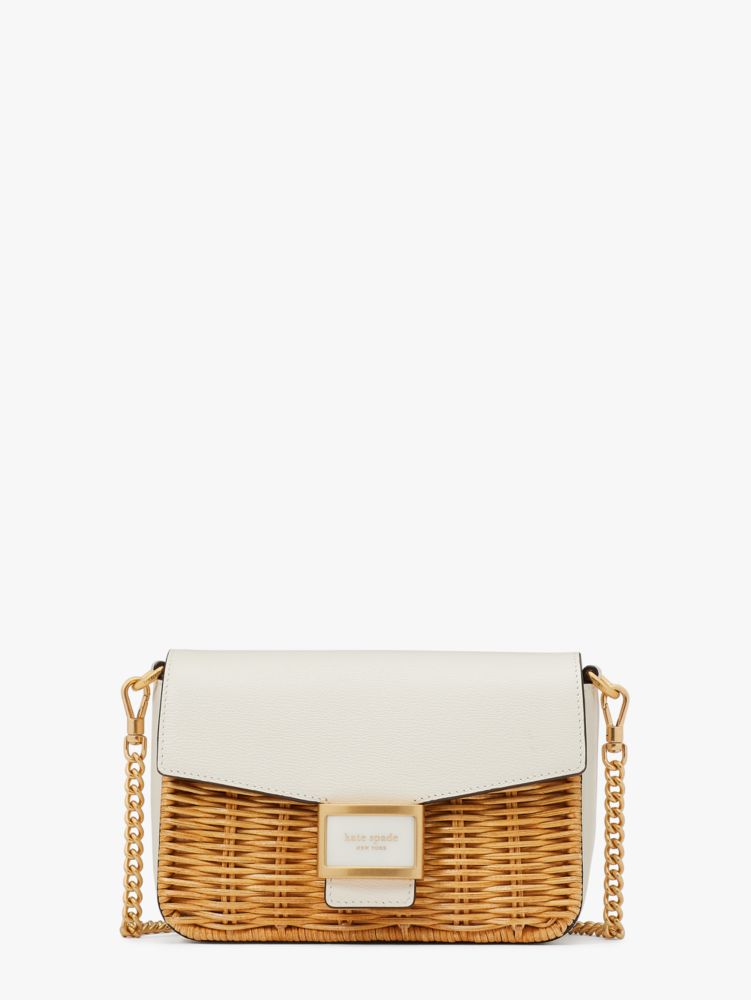 Kate Spade New York Katy Colorblock Textured Leather Flap Chain Crossbody Bag - Halo White Multi